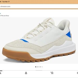 Sorel Cream and Blue Leather Low-Top Sneaker with Gum Outsole